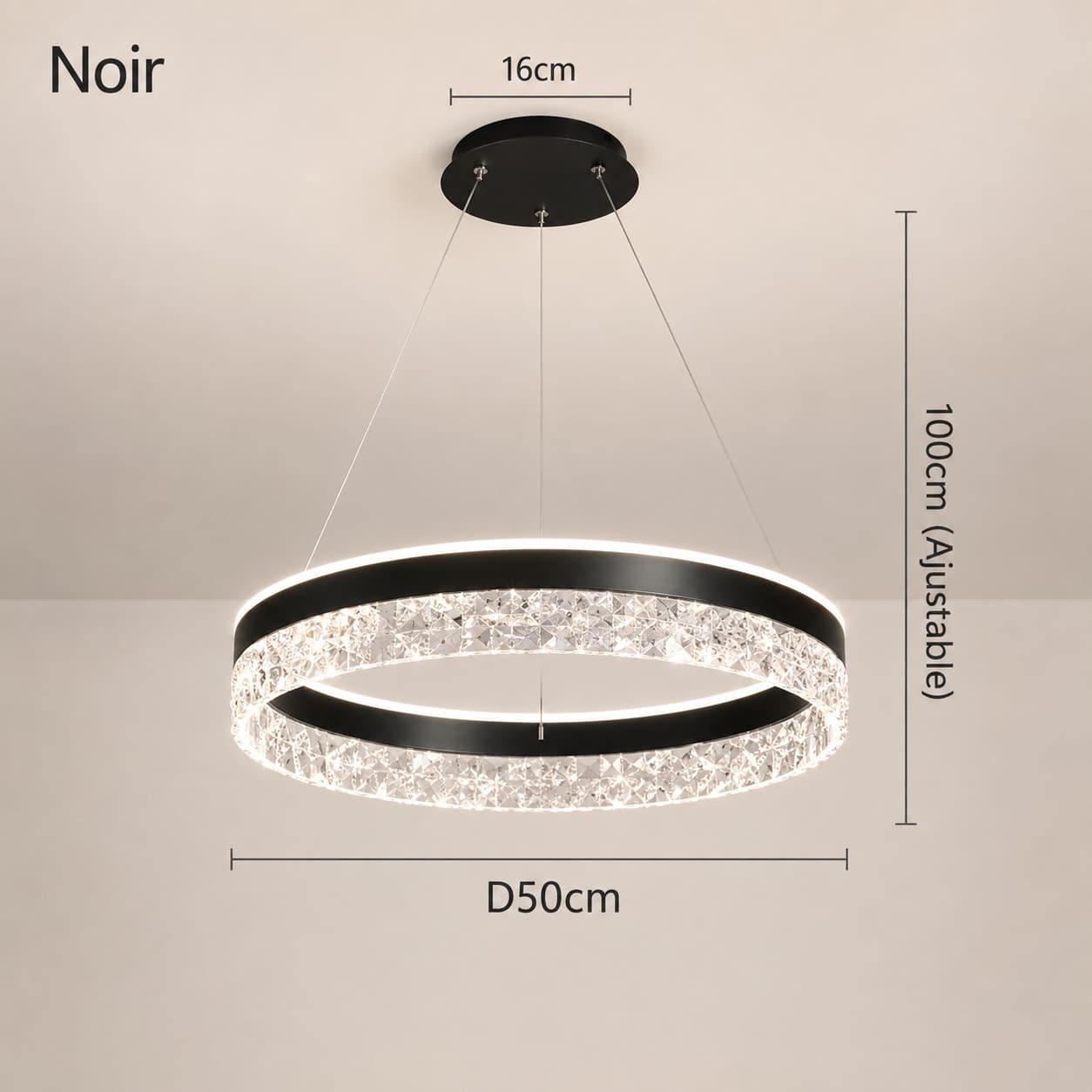 Suspension Anneau Cristal LED