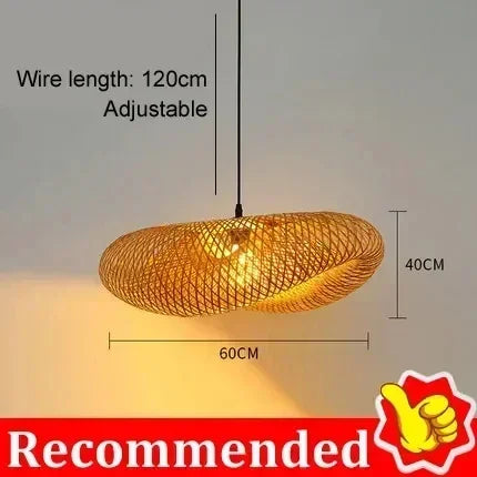 Vintage Braided Bamboo Dining Room Pendant Light | Lumfyr