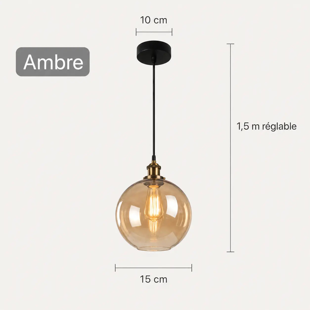 Suspension Globe Verre Fumé