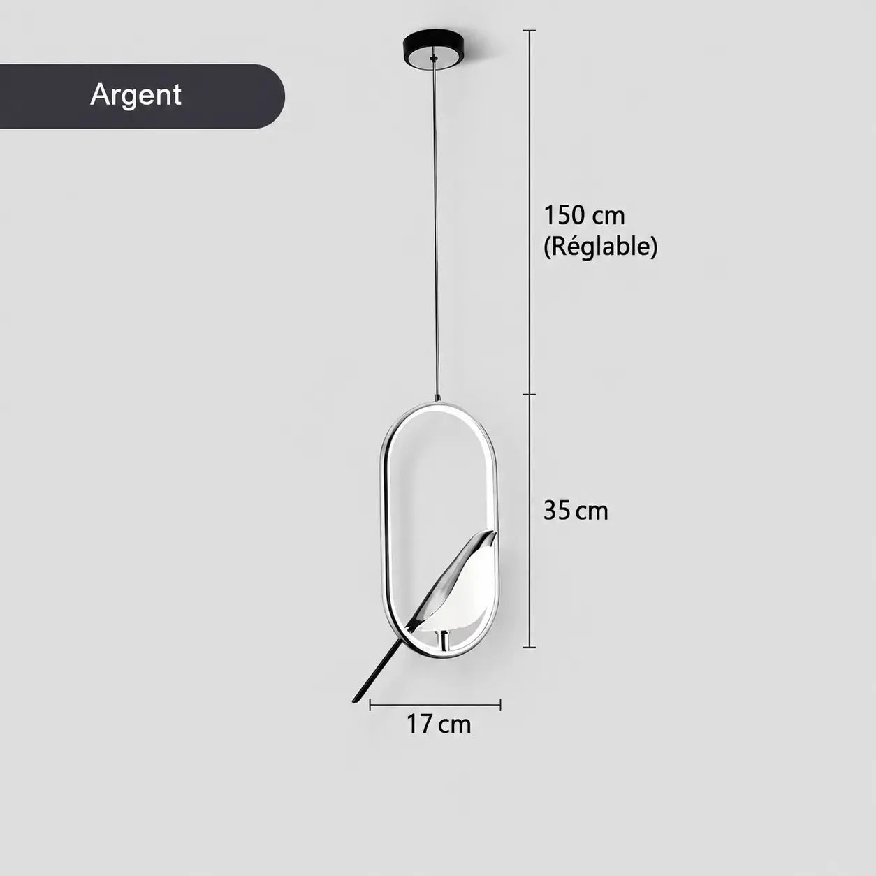 Suspension Oiseau Pie LED Ellipse Rotative
