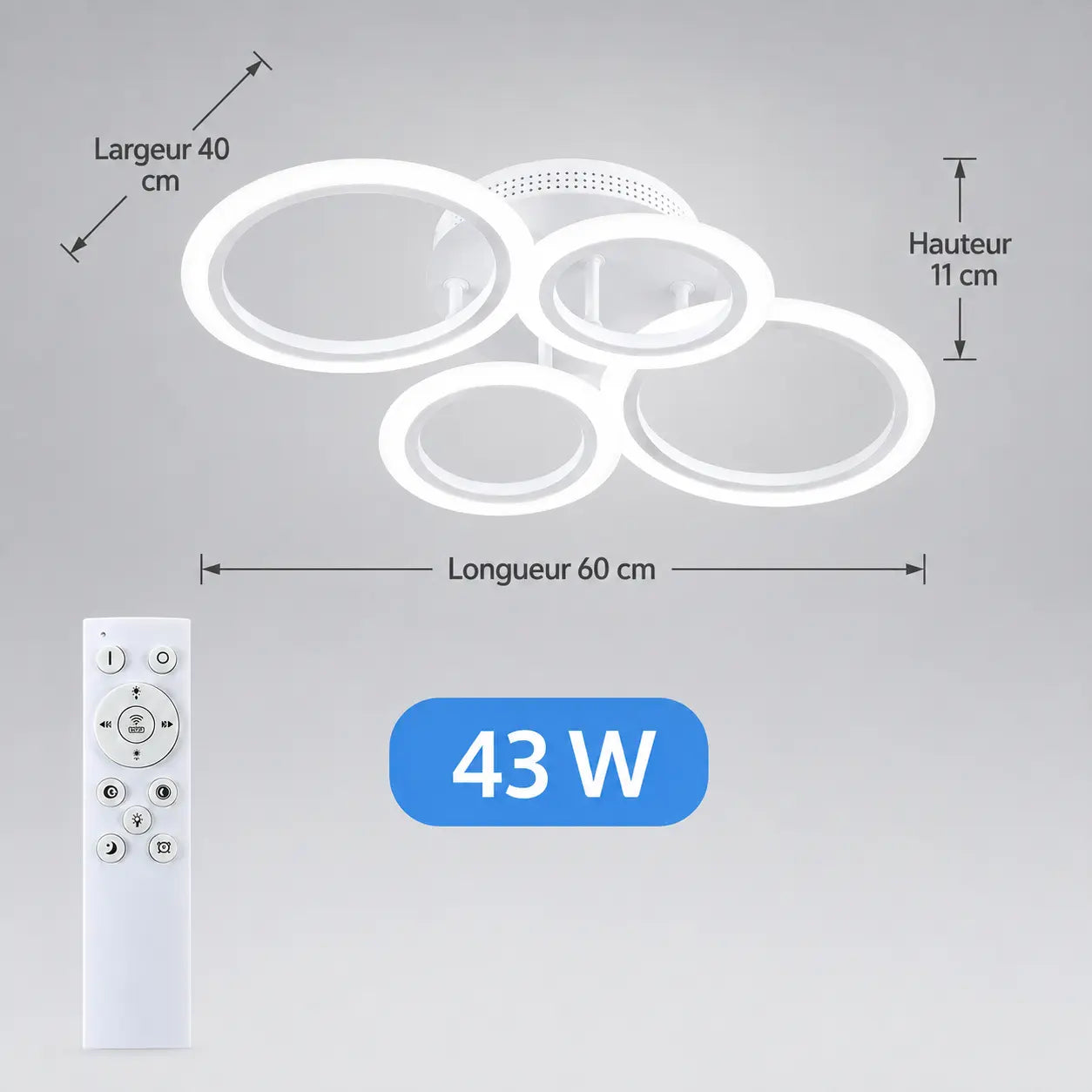Plafonnier Connecté Anneaux Orientables