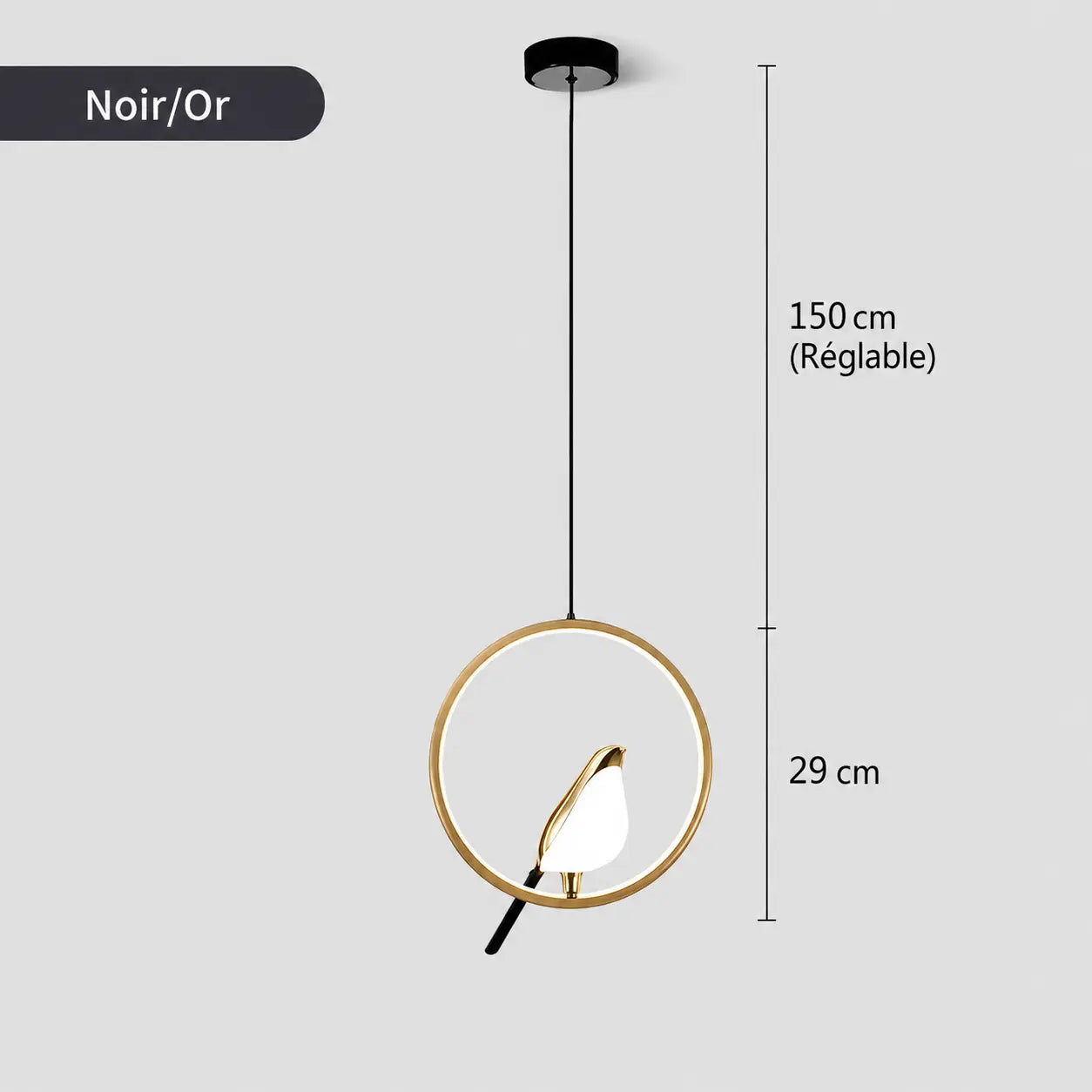Suspension Oiseau Pie LED Cercle Rotative