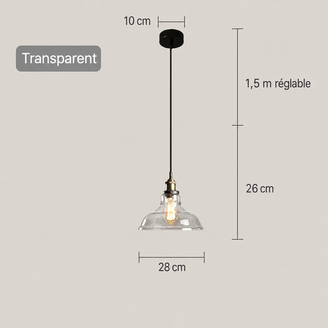 Suspension Cloche XL Verre Fumé
