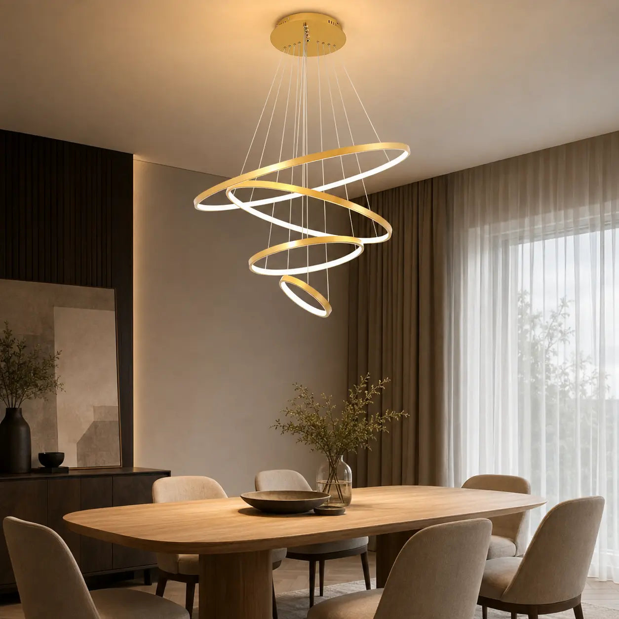 Lustre Anneaux LED en Cascade 1 à 4 Anneaux