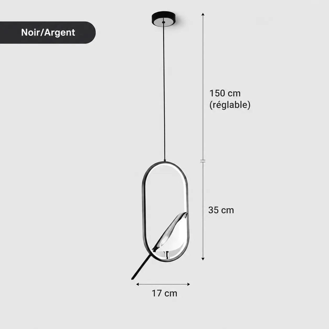 Suspension Oiseau Pie LED Ellipse Rotative