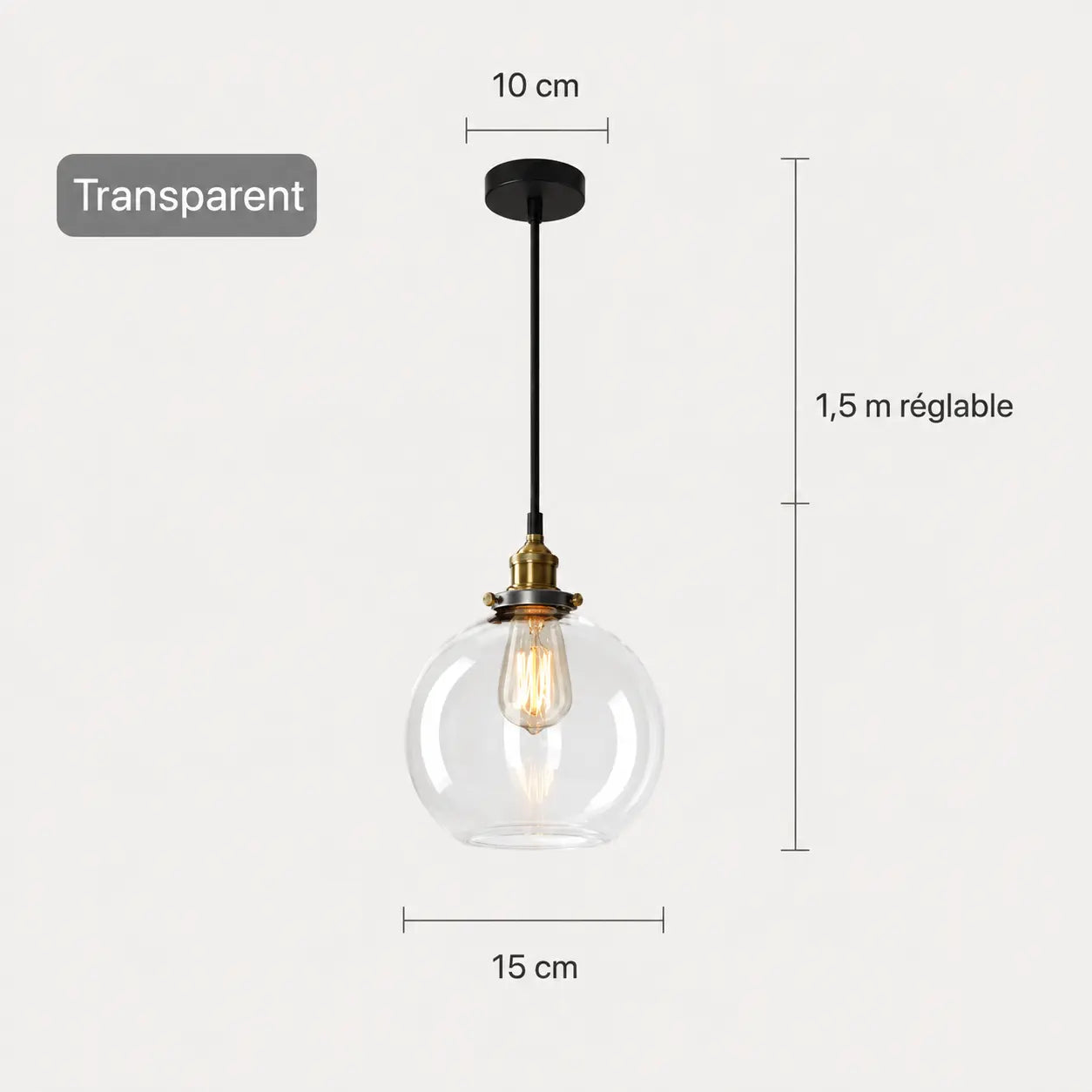 Suspension Globe Verre Fumé