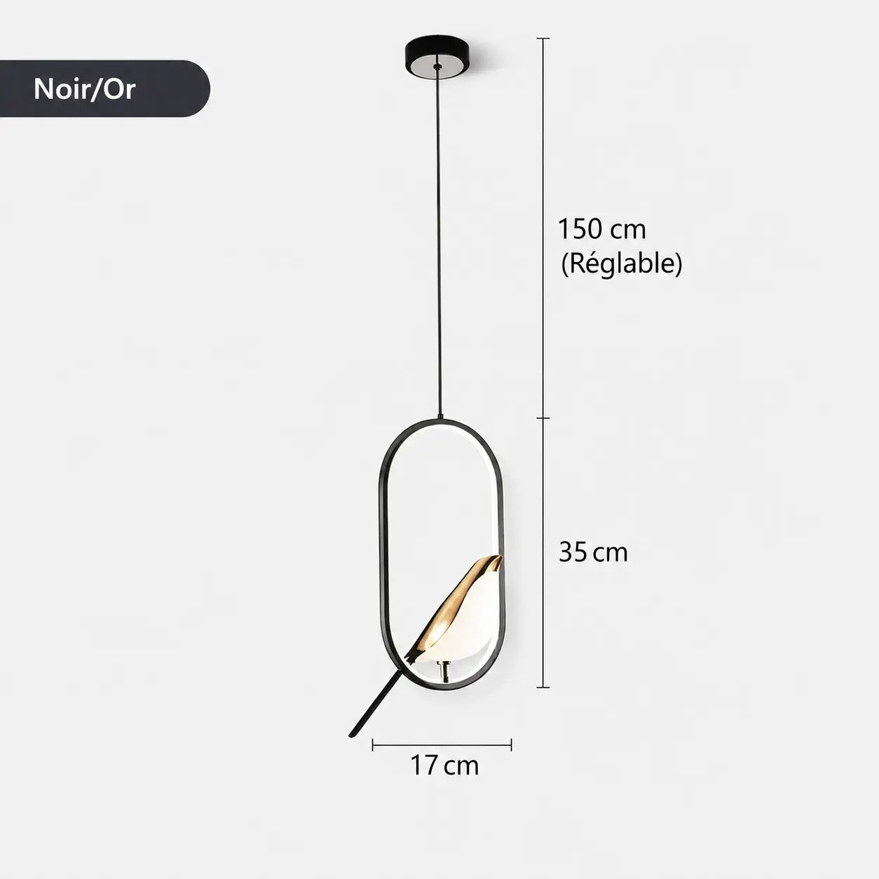 Suspension Oiseau Pie LED Ellipse Rotative