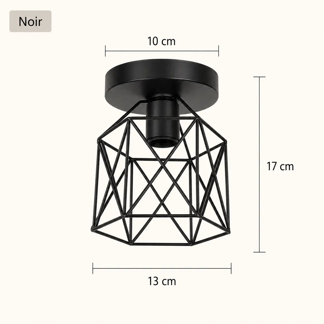 Plafonnier Cage Métal Industriel Noir ou Doré