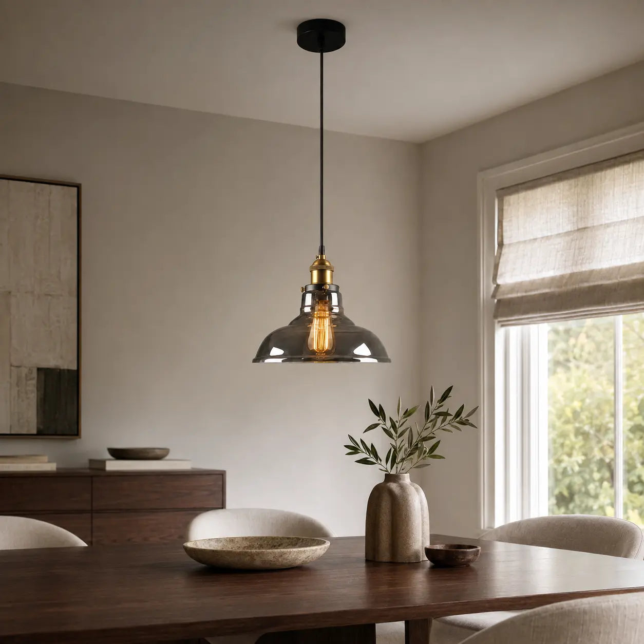 Suspension Cloche XL Verre Fumé