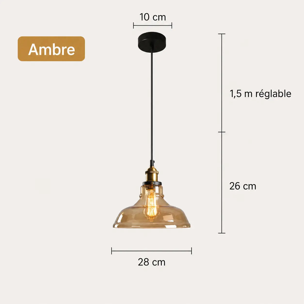 Suspension Cloche XL Verre Fumé