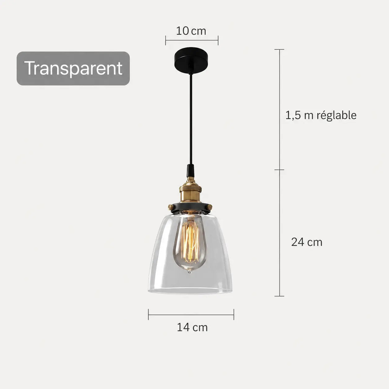 Suspension Cloche Verre Fumé