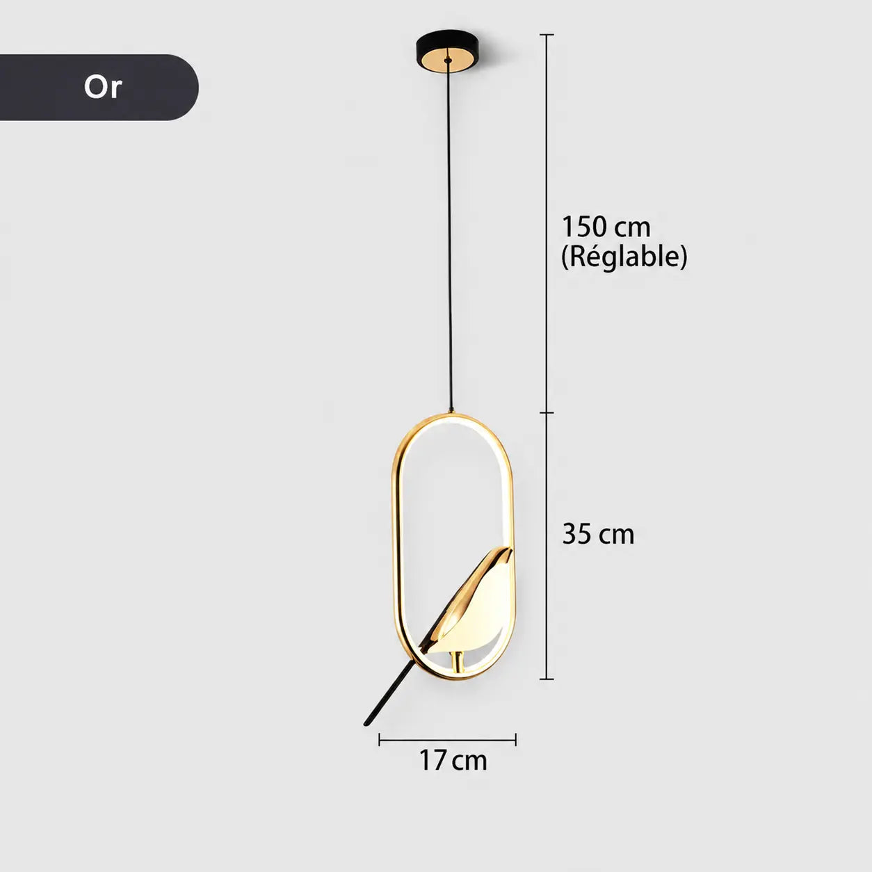Suspension Oiseau Pie LED Ellipse Rotative