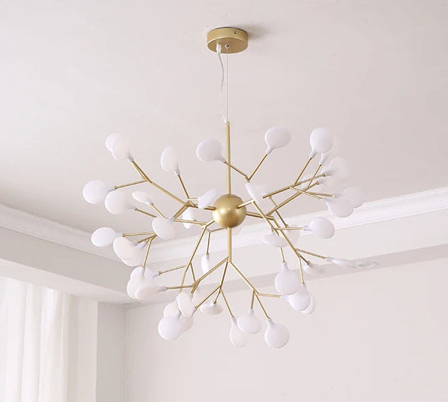 Lustre LED Doré Effet Luciole Branches Métal