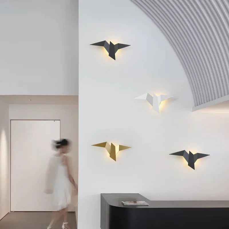 Nordic LED Bird Wall Sconce for Living Room Bedroom — Black White Gold | Lumfyr