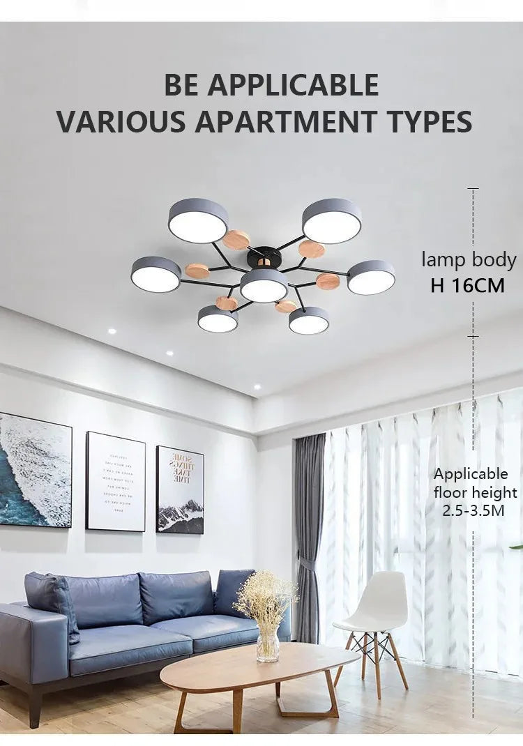 Lustre Plafonnier LED 5 ou 6 Diffuseurs