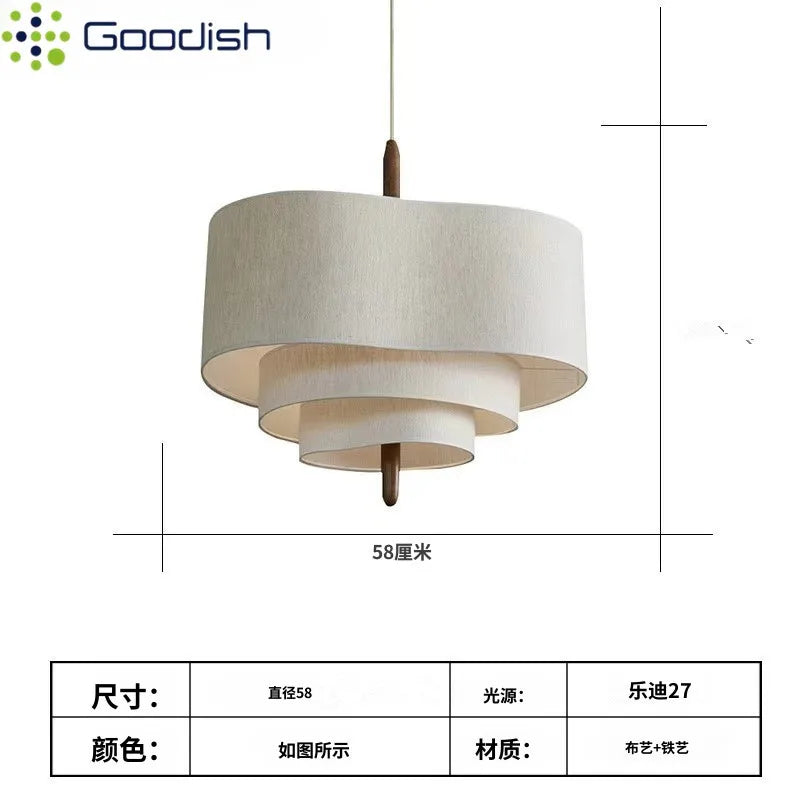 Wabi-Sabi Tiered 3-Level Linen Fabric Pendant Light, Japanese Style | Lumfyr