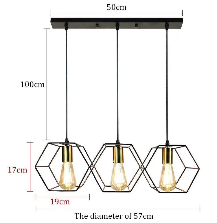 Geometric Hexagonal Black Metal Multi-Head Pendant Light | Lumfyr