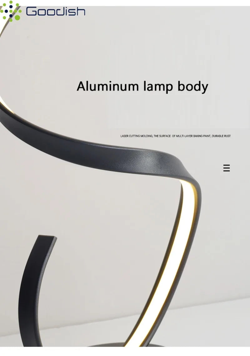 Modern Design LED Spiral Floor Lamp Living Room Bedroom — Black & White | Lumfyr