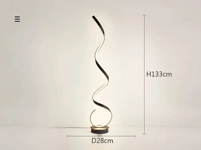 Modern Design LED Spiral Floor Lamp Living Room Bedroom — Black & White | Lumfyr