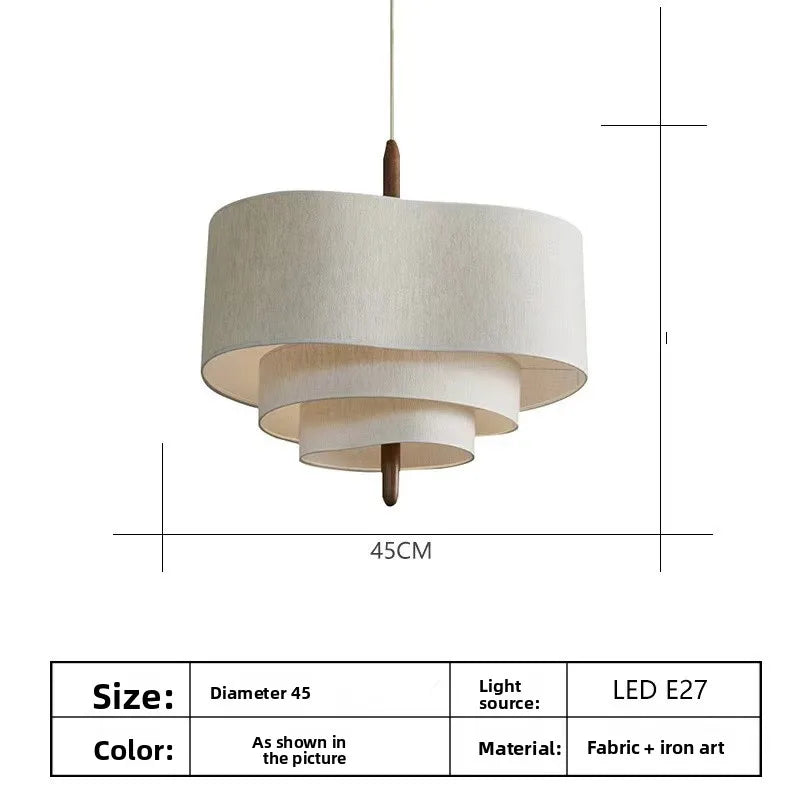 Wabi-Sabi Tiered 3-Level Linen Fabric Pendant Light, Japanese Style | Lumfyr