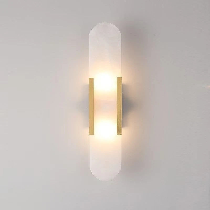 Luxury Contemporary LED Capsule Natural Marble Wall Sconce | Lumfyr
