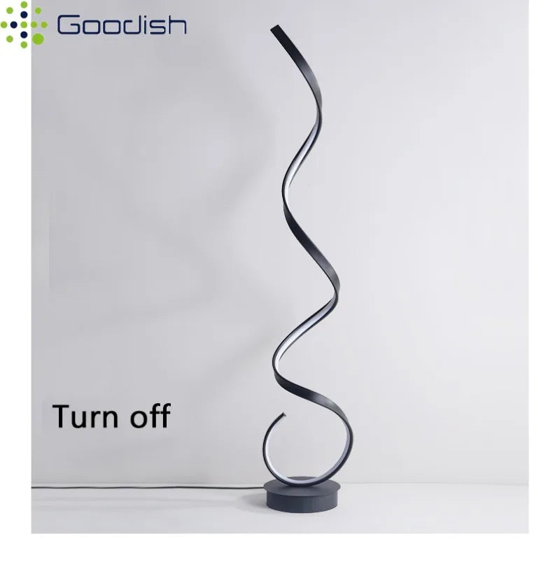 Modern Design LED Spiral Floor Lamp Living Room Bedroom — Black & White | Lumfyr