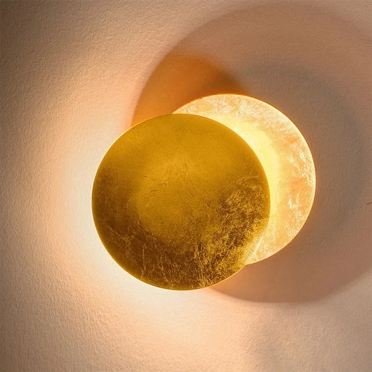 Round LED Moon Design Wall Lamp Living Room Bedroom — Metal Finish | Lumfyr