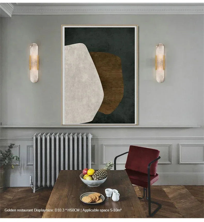 Luxury Contemporary LED Capsule Natural Marble Wall Sconce | Lumfyr