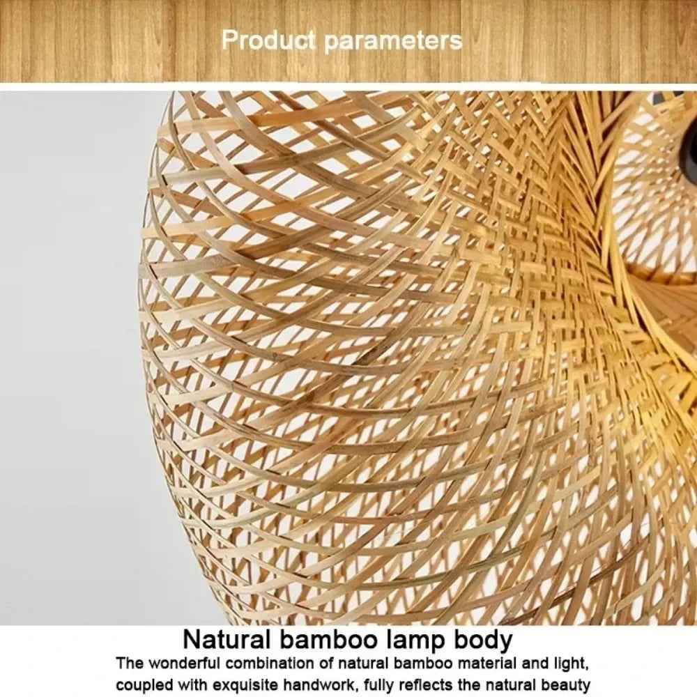 Vintage Braided Bamboo Dining Room Pendant Light | Lumfyr