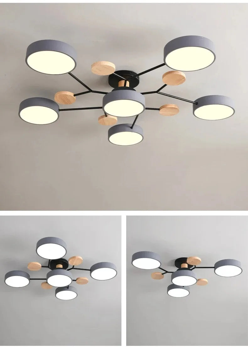Lustre Plafonnier LED 5 ou 6 Diffuseurs