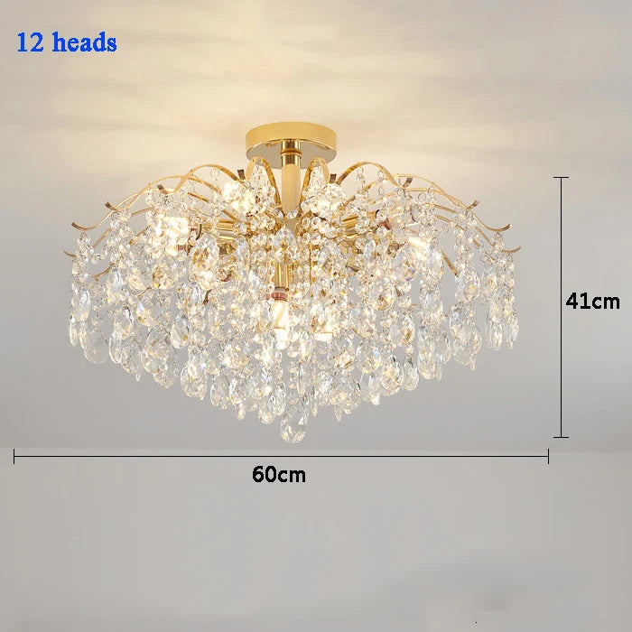 Lustre Plafonnier Cristal Doré
