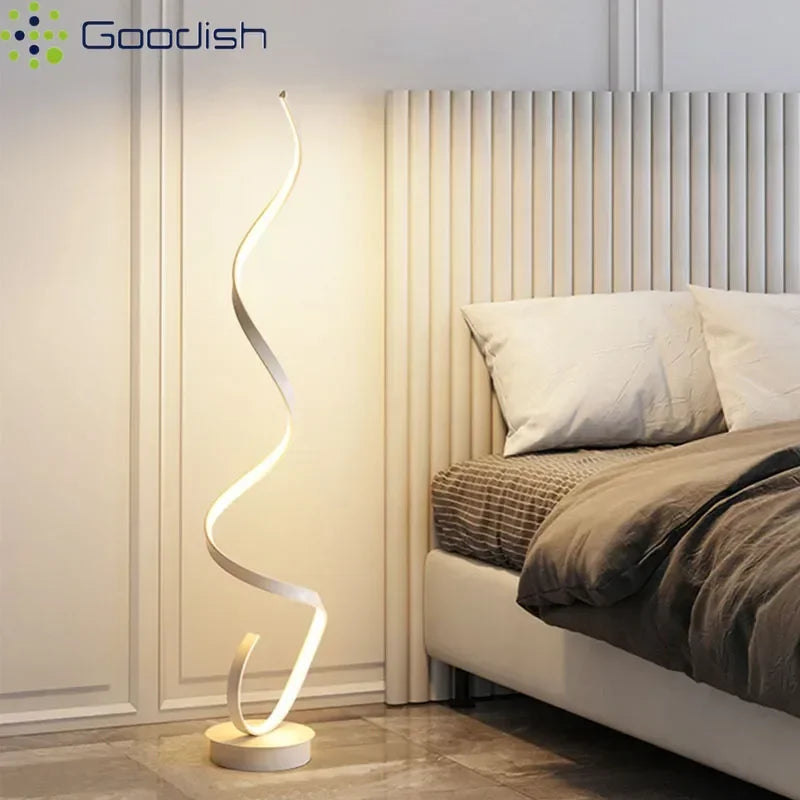 Modern Design LED Spiral Floor Lamp Living Room Bedroom — Black & White | Lumfyr