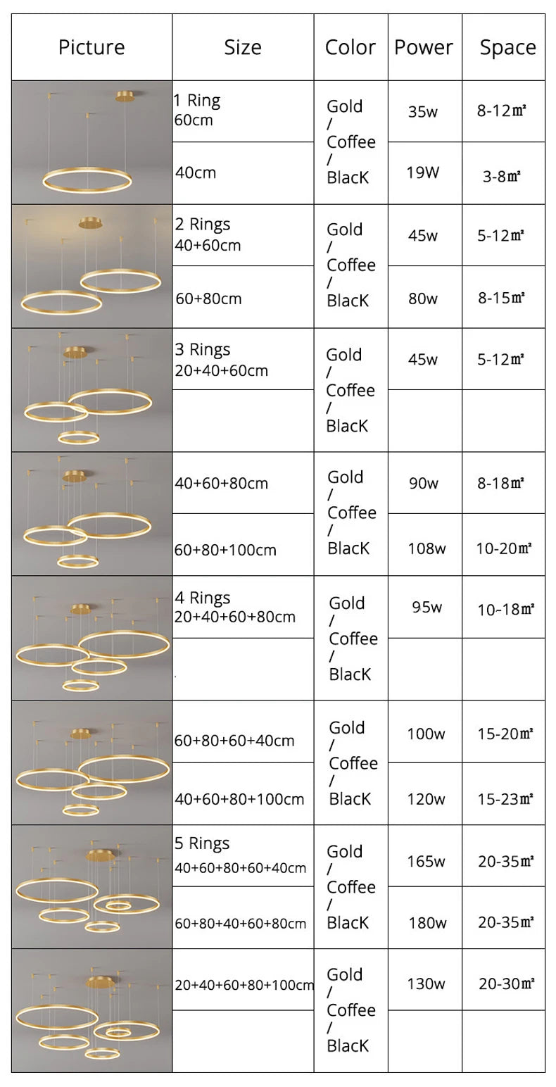 Lustre Anneaux LED Concentriques