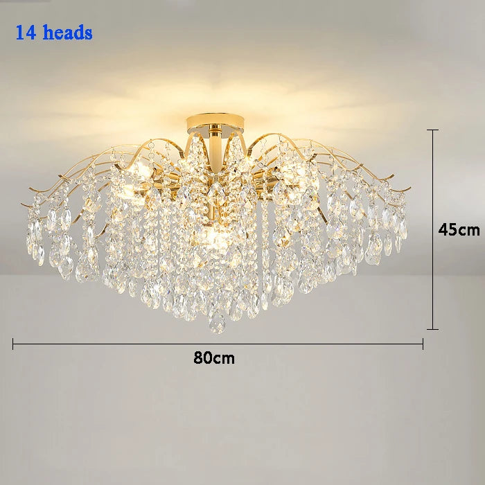 Lustre Plafonnier Cristal Doré