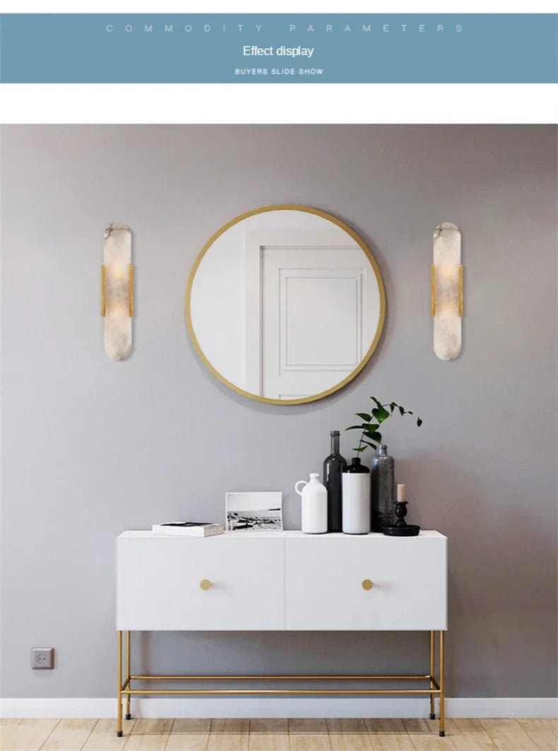 Luxury Contemporary LED Capsule Natural Marble Wall Sconce | Lumfyr
