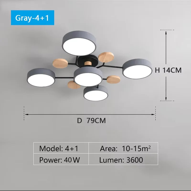 Lustre Plafonnier LED 5 ou 6 Diffuseurs
