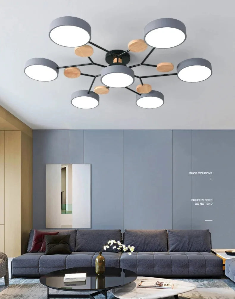 Lustre Plafonnier LED 5 ou 6 Diffuseurs