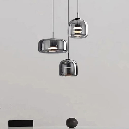 Smoked Glass Chrome Modern Design LED Pendant Light | Lumfyr