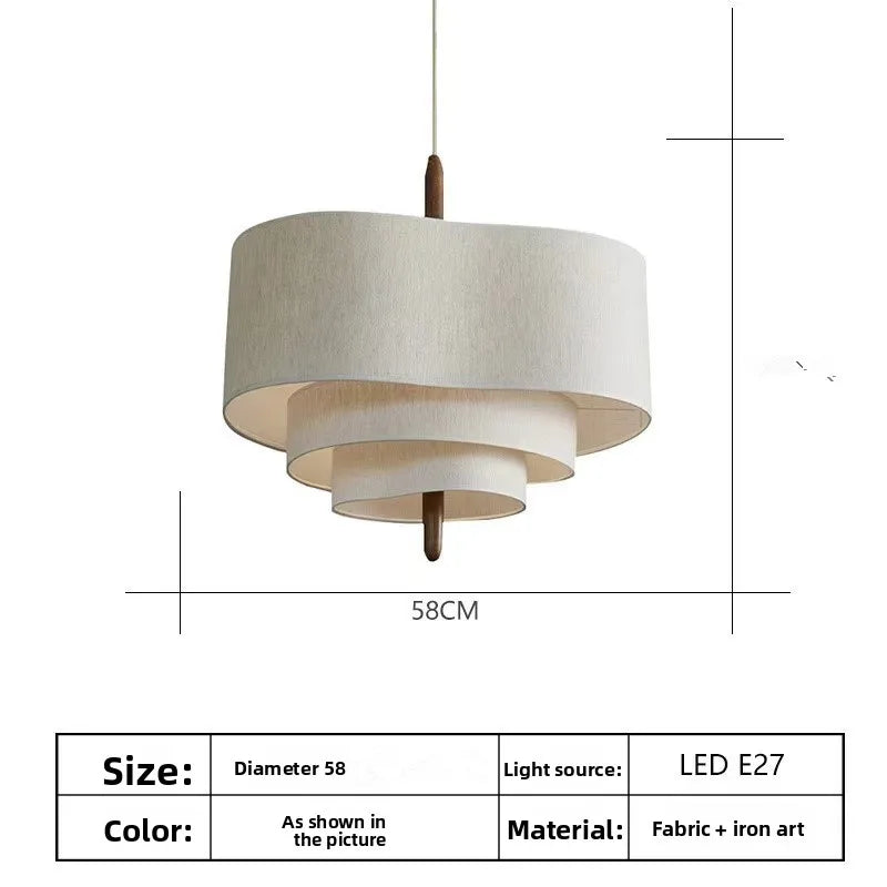 Wabi-Sabi Tiered 3-Level Linen Fabric Pendant Light, Japanese Style | Lumfyr