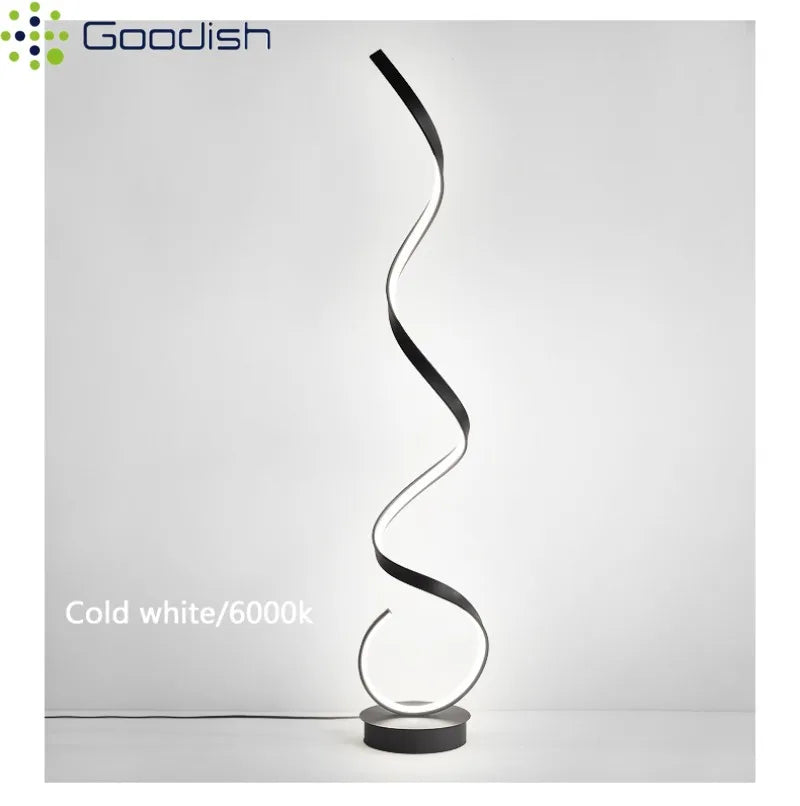 Modern Design LED Spiral Floor Lamp Living Room Bedroom — Black & White | Lumfyr