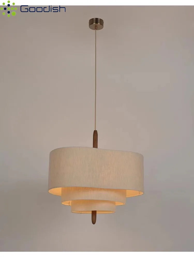 Wabi-Sabi Tiered 3-Level Linen Fabric Pendant Light, Japanese Style | Lumfyr