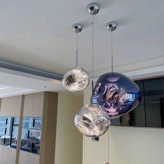 Nordic Design Organic Blown Glass Sphere Pendant Light for Living Room — 4 Sizes | Lumfyr