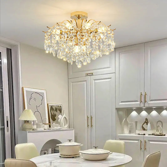 Lustre Plafonnier Cristal Doré