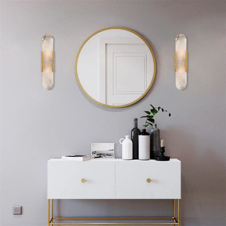 Luxury Contemporary LED Capsule Natural Marble Wall Sconce | Lumfyr