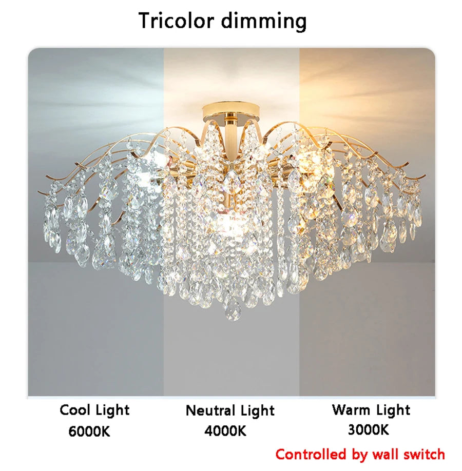 Lustre Plafonnier Cristal Doré