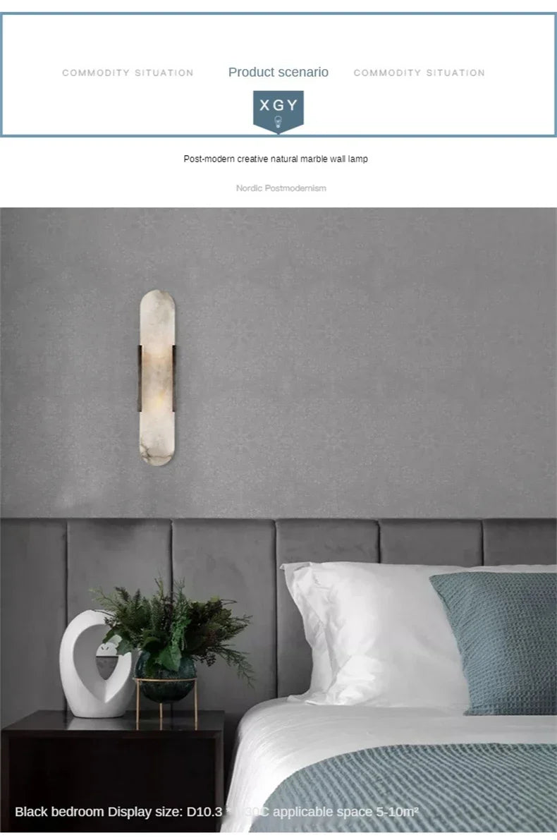 Luxury Contemporary LED Capsule Natural Marble Wall Sconce | Lumfyr