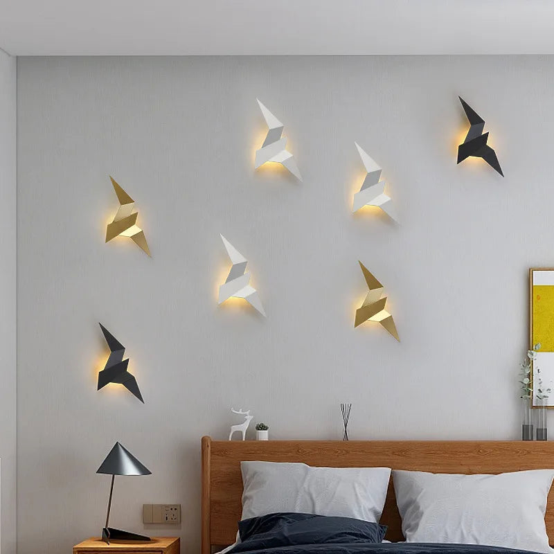Nordic LED Bird Wall Sconce for Living Room Bedroom — Black White Gold | Lumfyr