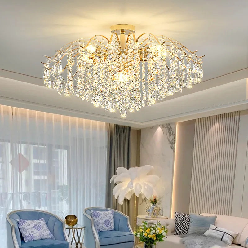 Lustre Plafonnier Cristal Doré