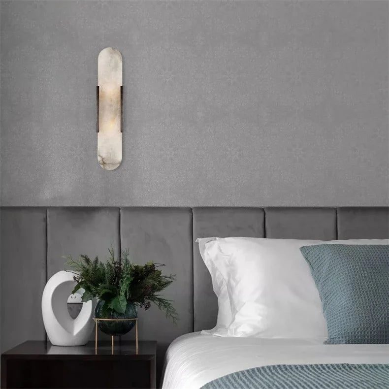 Luxury Contemporary LED Capsule Natural Marble Wall Sconce | Lumfyr