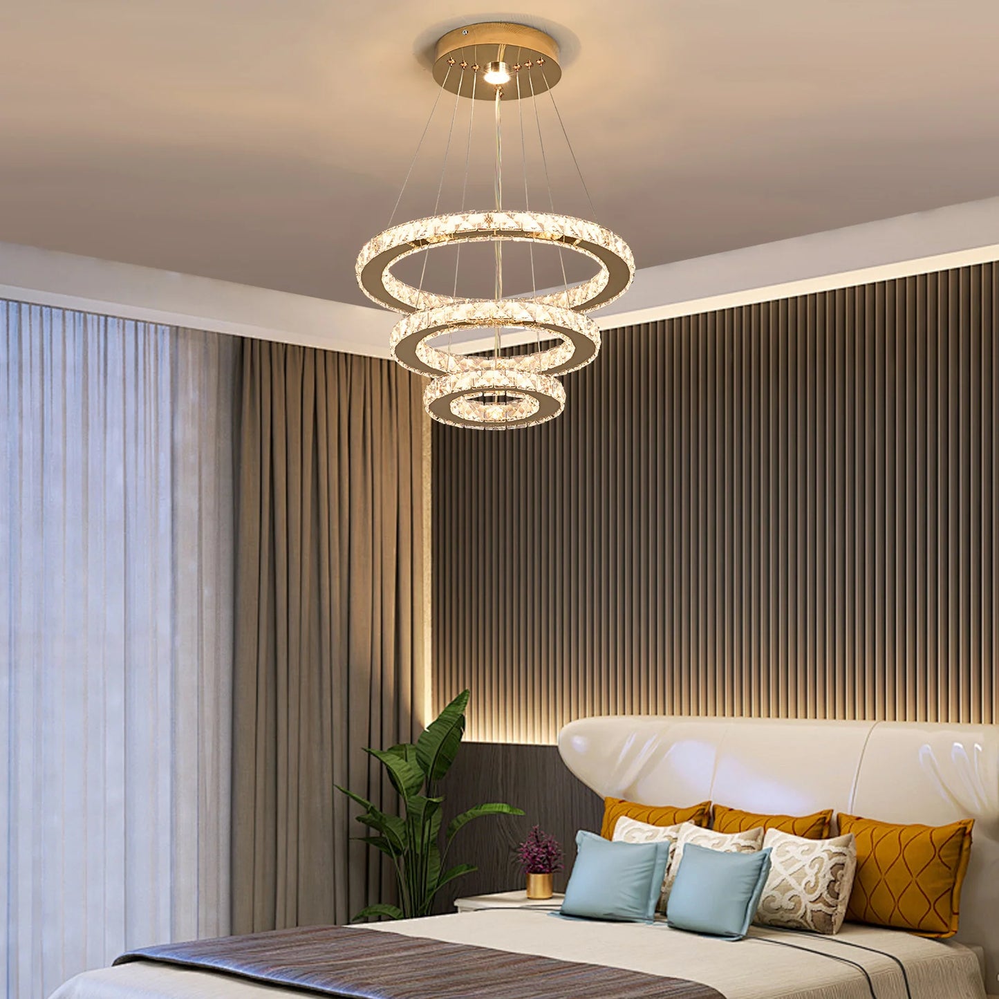 Lustre Cristal 3 Anneaux LED